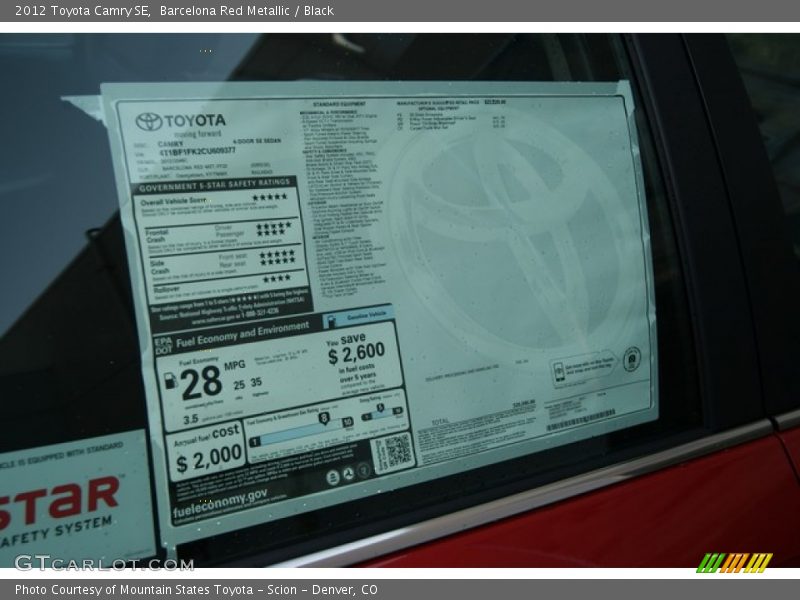 Barcelona Red Metallic / Black 2012 Toyota Camry SE