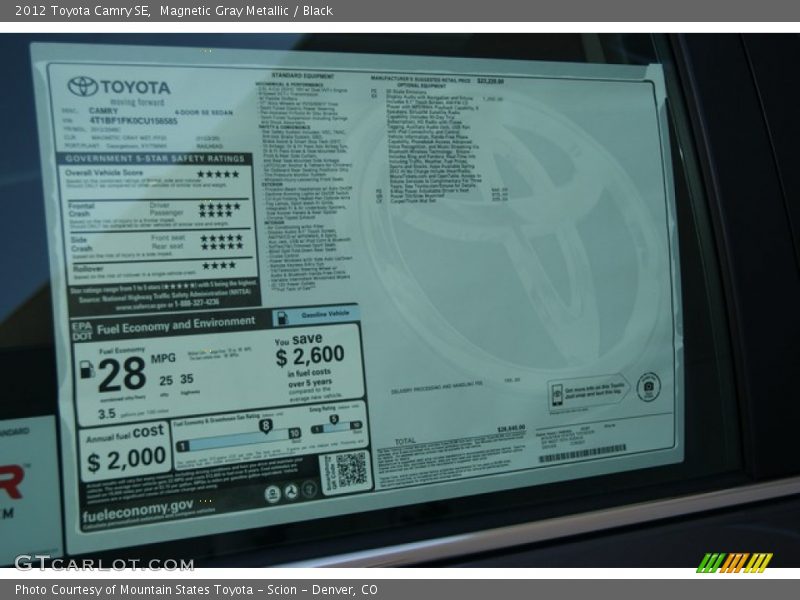 Magnetic Gray Metallic / Black 2012 Toyota Camry SE