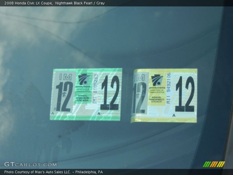 Nighthawk Black Pearl / Gray 2008 Honda Civic LX Coupe