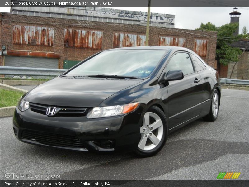 Nighthawk Black Pearl / Gray 2008 Honda Civic LX Coupe