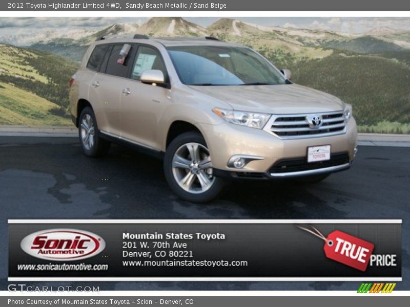 Sandy Beach Metallic / Sand Beige 2012 Toyota Highlander Limited 4WD