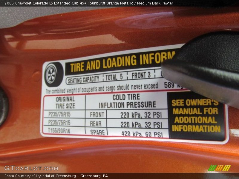 Sunburst Orange Metallic / Medium Dark Pewter 2005 Chevrolet Colorado LS Extended Cab 4x4