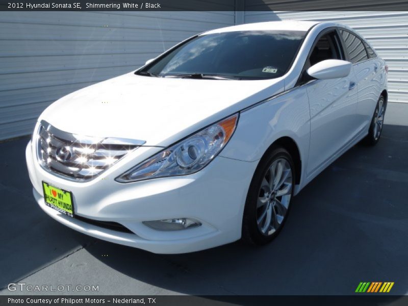 Shimmering White / Black 2012 Hyundai Sonata SE