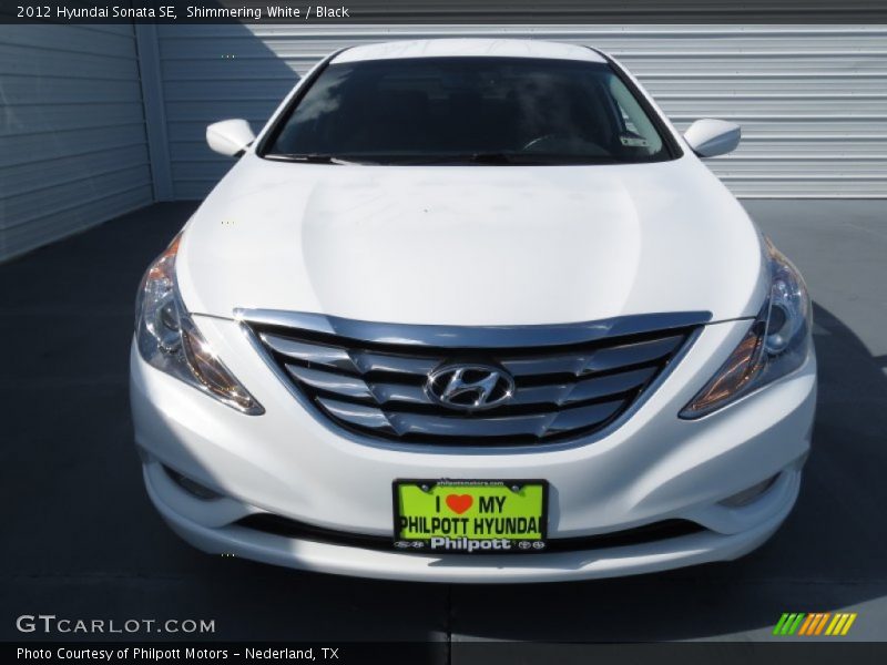 Shimmering White / Black 2012 Hyundai Sonata SE