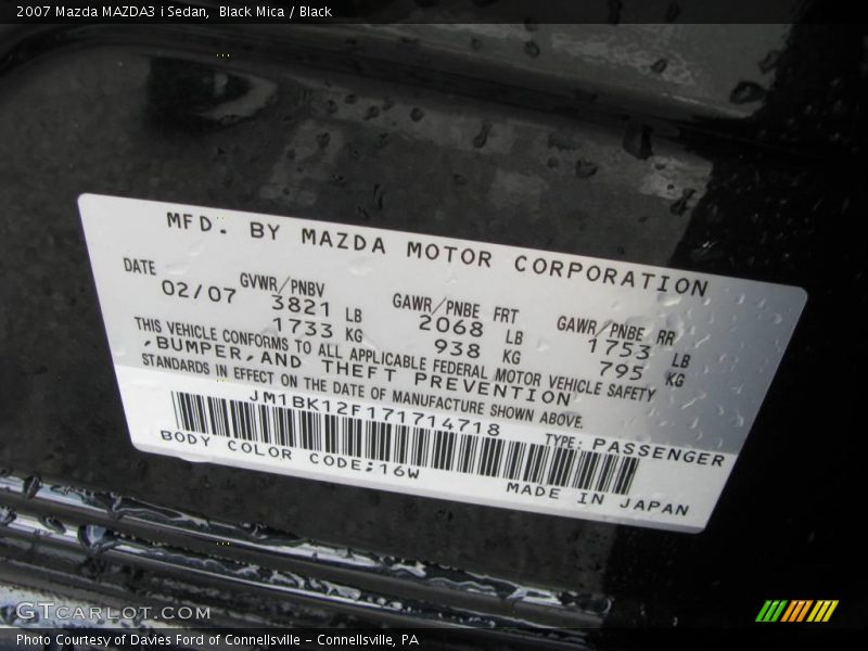 Black Mica / Black 2007 Mazda MAZDA3 i Sedan