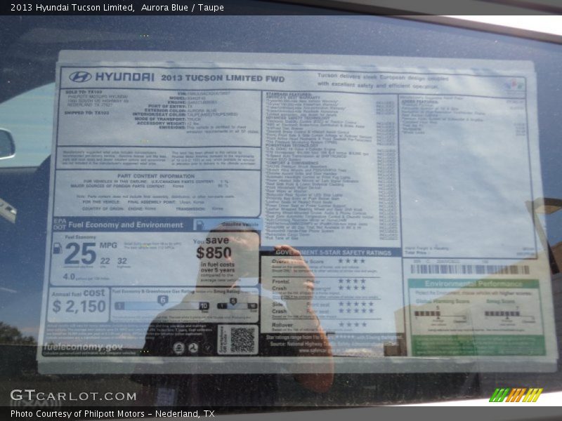  2013 Tucson Limited Window Sticker