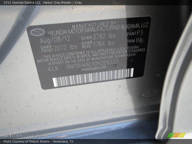 Harbor Gray Metallic / Gray 2013 Hyundai Elantra GLS