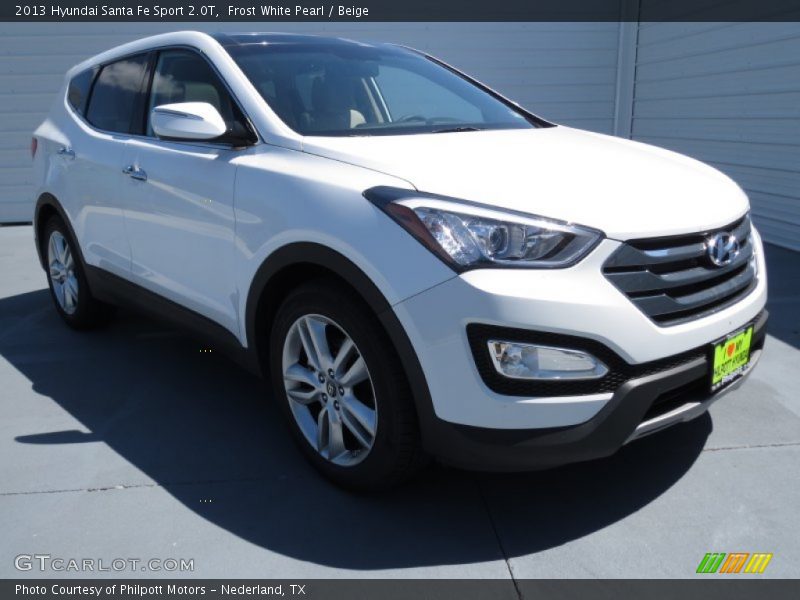 Frost White Pearl / Beige 2013 Hyundai Santa Fe Sport 2.0T