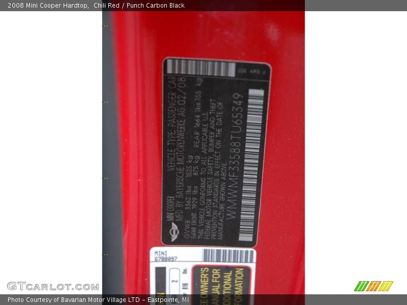 Chili Red / Punch Carbon Black 2008 Mini Cooper Hardtop