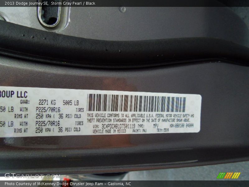 2013 Journey SE Storm Gray Pearl Color Code PAJ