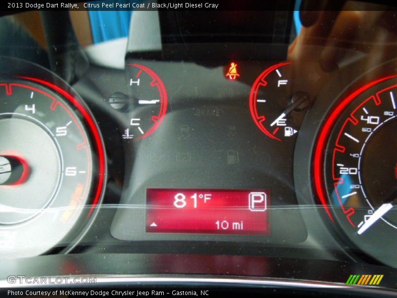 Citrus Peel Pearl Coat / Black/Light Diesel Gray 2013 Dodge Dart Rallye