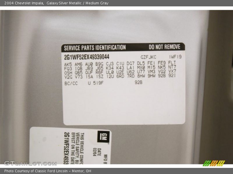Galaxy Silver Metallic / Medium Gray 2004 Chevrolet Impala