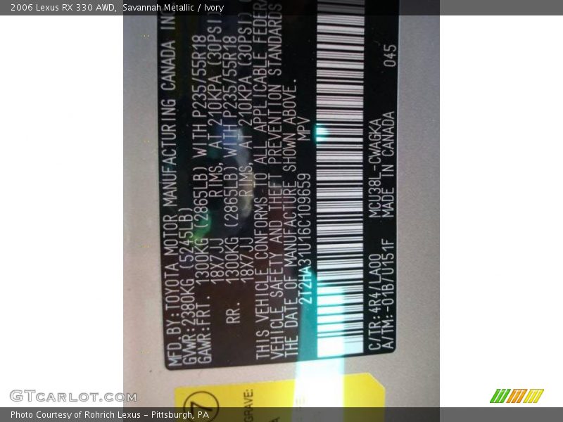 Savannah Metallic / Ivory 2006 Lexus RX 330 AWD