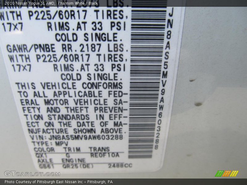Phantom White / Black 2010 Nissan Rogue SL AWD