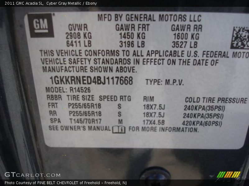 Cyber Gray Metallic / Ebony 2011 GMC Acadia SL