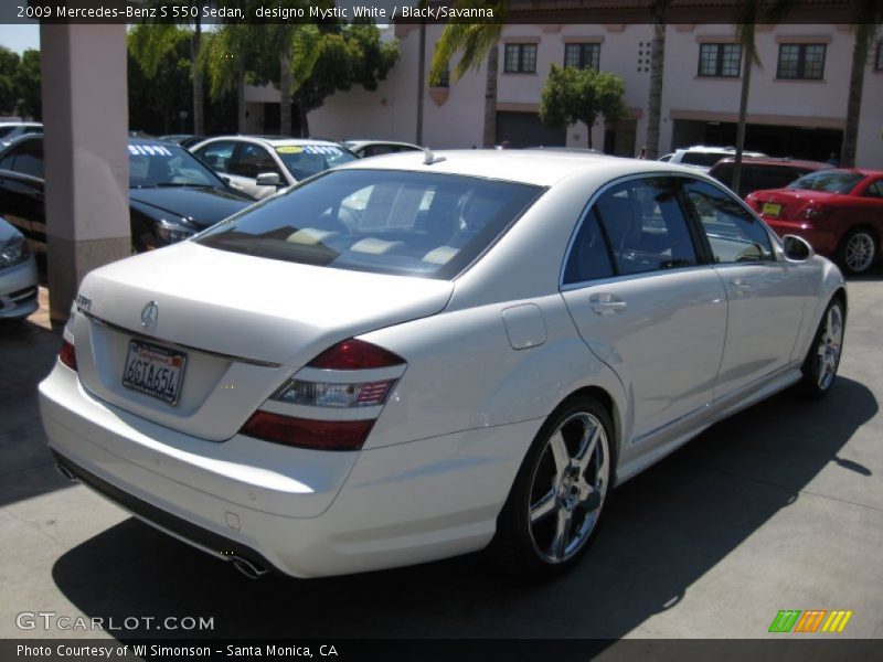 designo Mystic White / Black/Savanna 2009 Mercedes-Benz S 550 Sedan