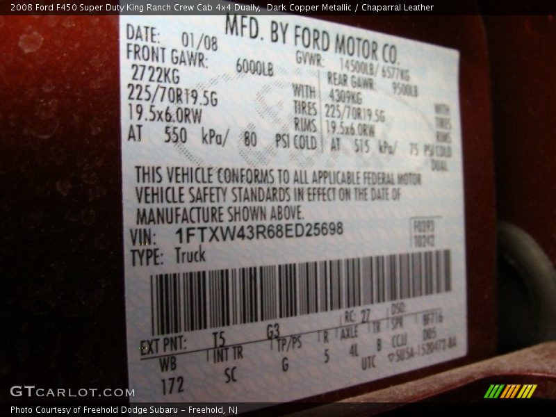 Dark Copper Metallic / Chaparral Leather 2008 Ford F450 Super Duty King Ranch Crew Cab 4x4 Dually