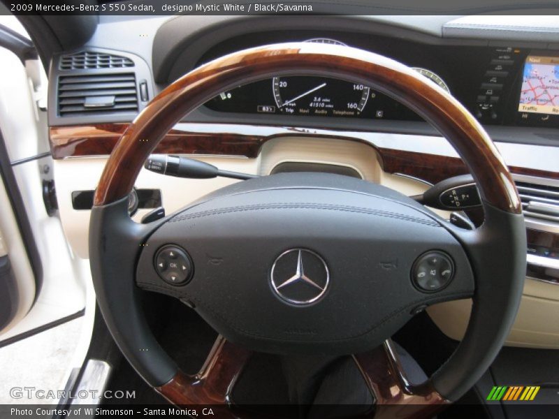 designo Mystic White / Black/Savanna 2009 Mercedes-Benz S 550 Sedan