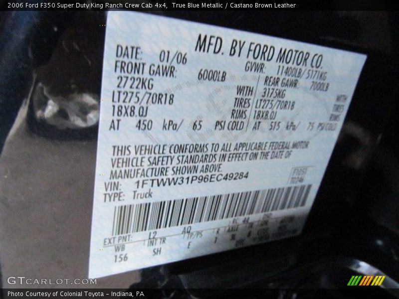 True Blue Metallic / Castano Brown Leather 2006 Ford F350 Super Duty King Ranch Crew Cab 4x4