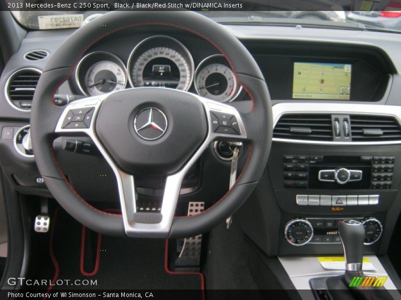 Black / Black/Red Stitch w/DINAMICA Inserts 2013 Mercedes-Benz C 250 Sport