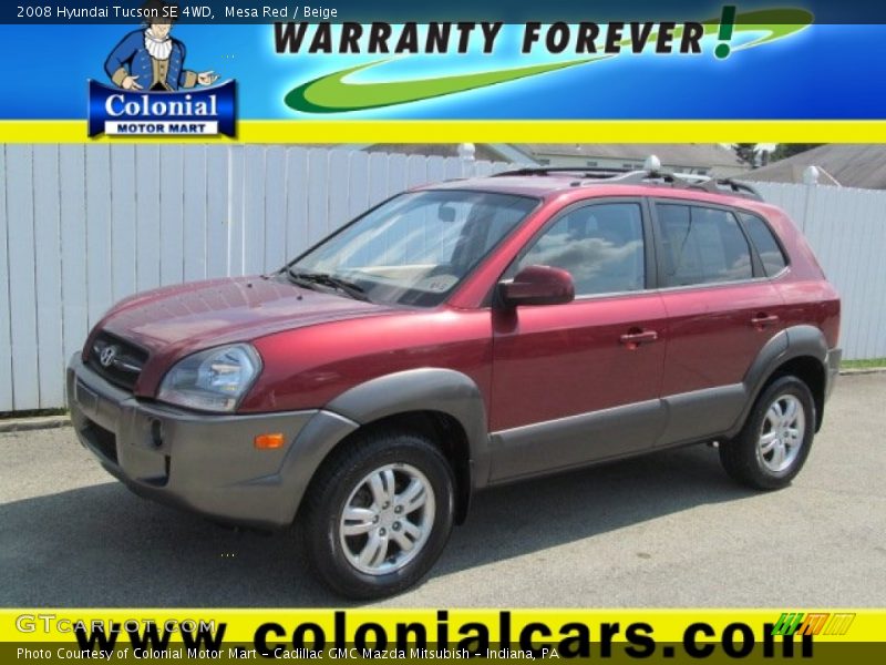 Mesa Red / Beige 2008 Hyundai Tucson SE 4WD