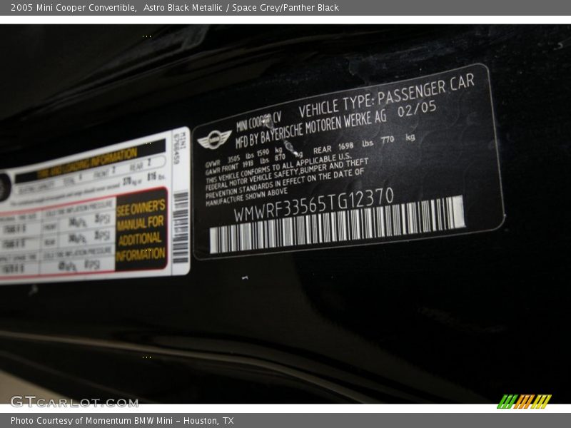 Astro Black Metallic / Space Grey/Panther Black 2005 Mini Cooper Convertible
