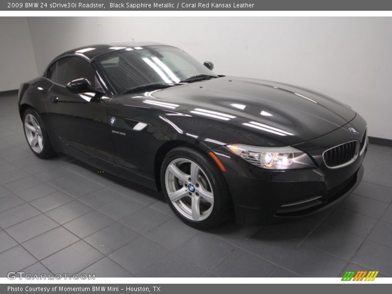 Black Sapphire Metallic / Coral Red Kansas Leather 2009 BMW Z4 sDrive30i Roadster