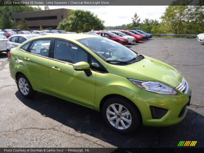 Lime Squeeze / Charcoal Black/Light Stone 2013 Ford Fiesta SE Sedan