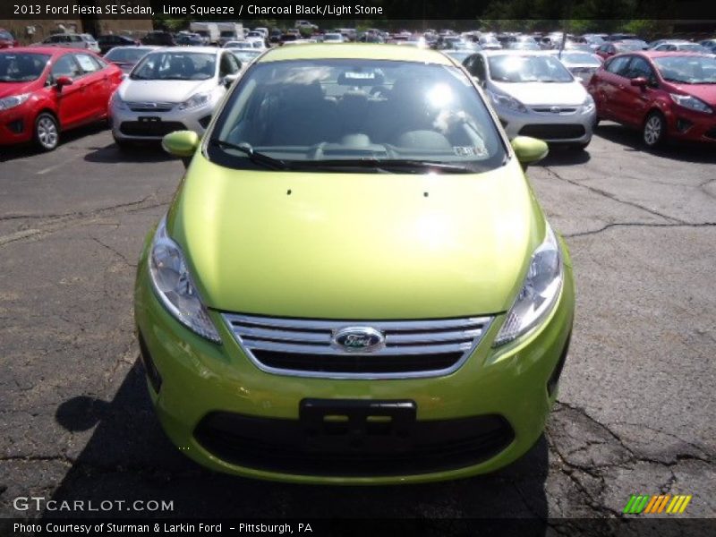 Lime Squeeze / Charcoal Black/Light Stone 2013 Ford Fiesta SE Sedan