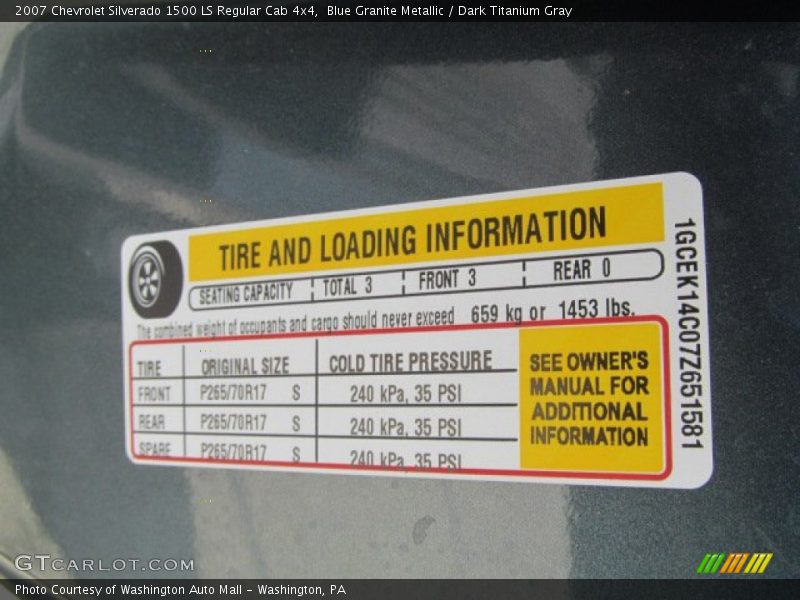 Blue Granite Metallic / Dark Titanium Gray 2007 Chevrolet Silverado 1500 LS Regular Cab 4x4