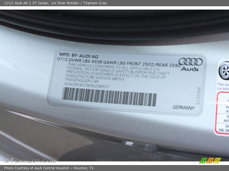 Ice Silver Metallic / Titanium Gray 2013 Audi A6 2.0T Sedan