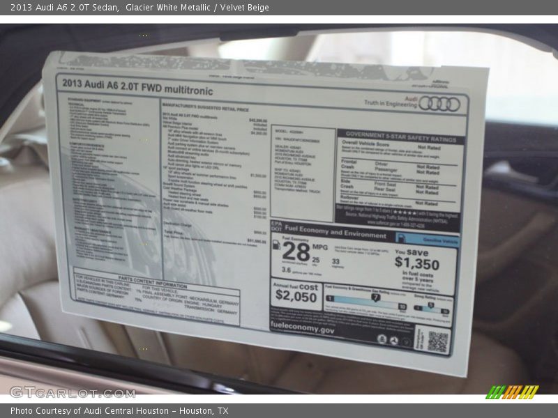 Glacier White Metallic / Velvet Beige 2013 Audi A6 2.0T Sedan