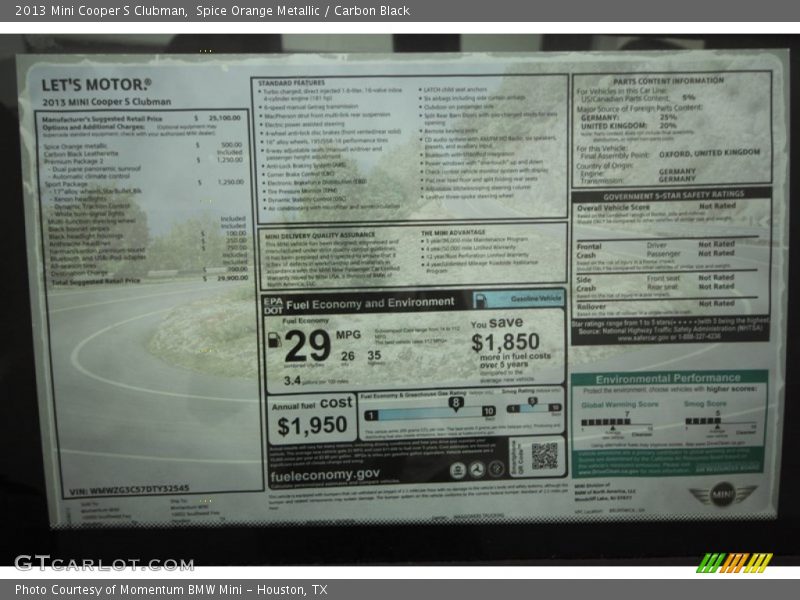 Spice Orange Metallic / Carbon Black 2013 Mini Cooper S Clubman