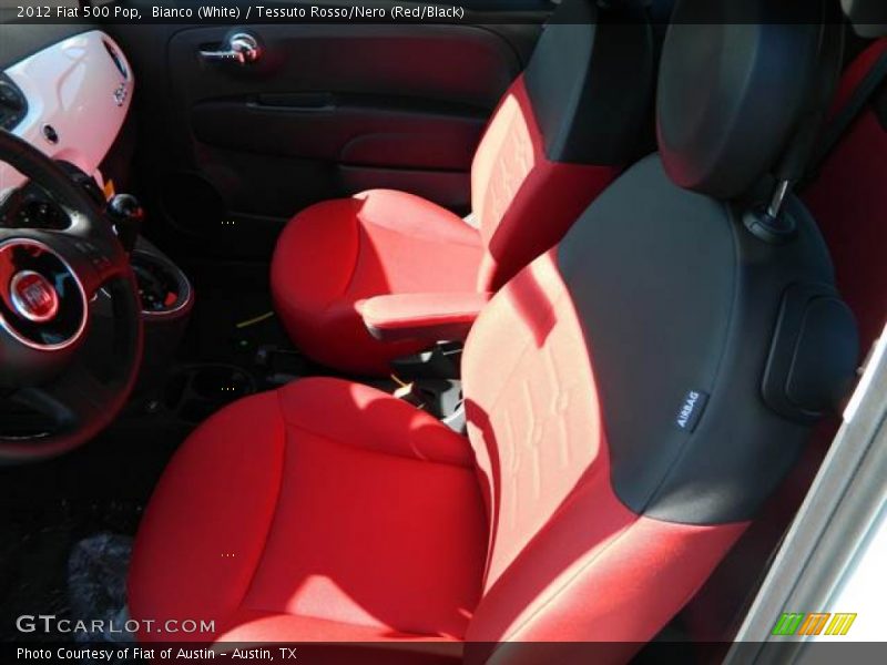Bianco (White) / Tessuto Rosso/Nero (Red/Black) 2012 Fiat 500 Pop
