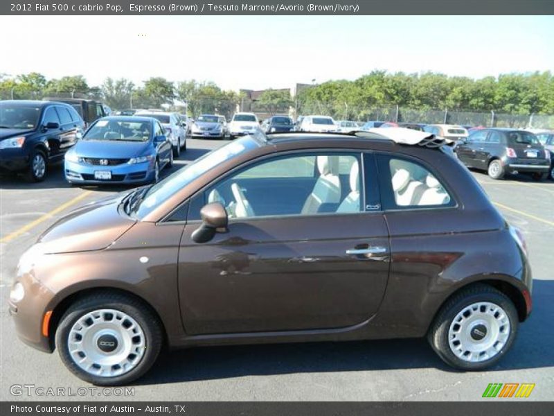 Espresso (Brown) / Tessuto Marrone/Avorio (Brown/Ivory) 2012 Fiat 500 c cabrio Pop