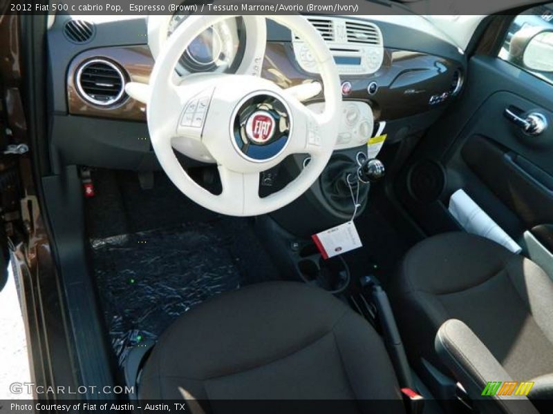 Espresso (Brown) / Tessuto Marrone/Avorio (Brown/Ivory) 2012 Fiat 500 c cabrio Pop