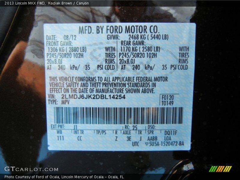 Kodiak Brown / Canyon 2013 Lincoln MKX FWD