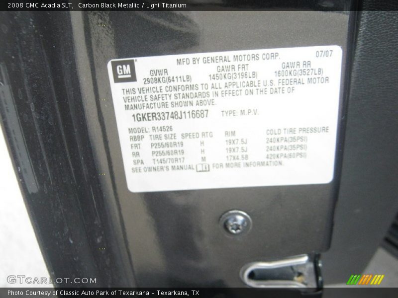 Carbon Black Metallic / Light Titanium 2008 GMC Acadia SLT