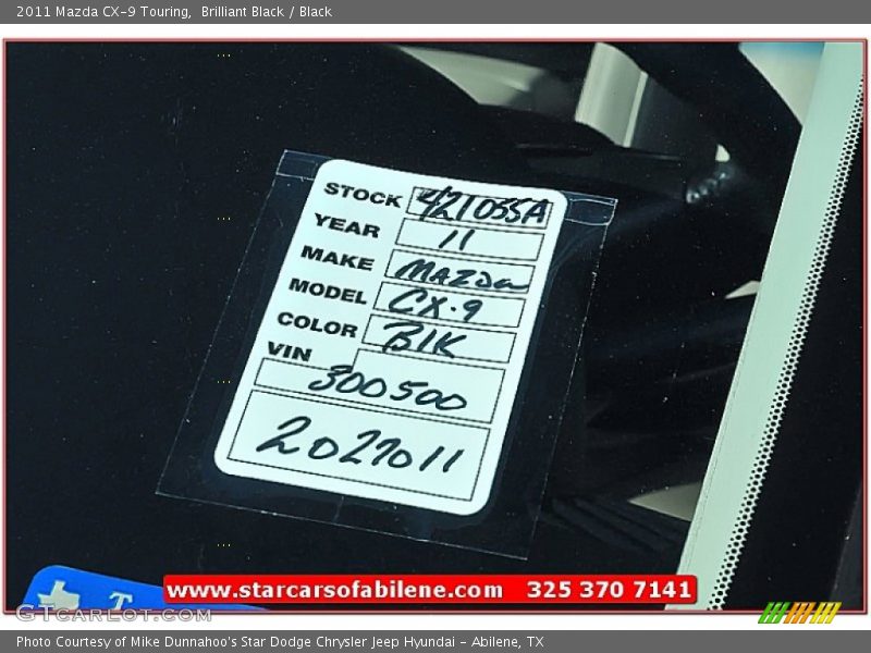 Brilliant Black / Black 2011 Mazda CX-9 Touring
