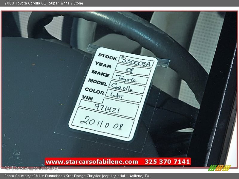 Super White / Stone 2008 Toyota Corolla CE