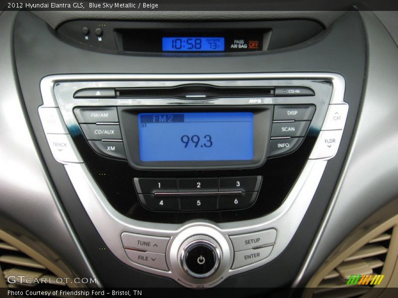 Blue Sky Metallic / Beige 2012 Hyundai Elantra GLS