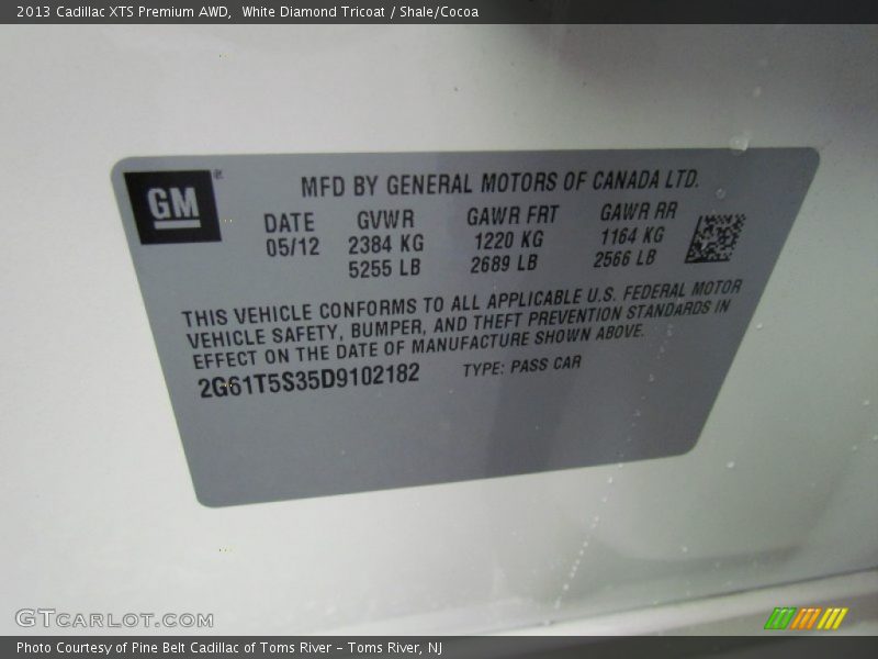White Diamond Tricoat / Shale/Cocoa 2013 Cadillac XTS Premium AWD