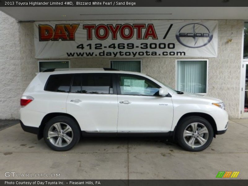 Blizzard White Pearl / Sand Beige 2013 Toyota Highlander Limited 4WD