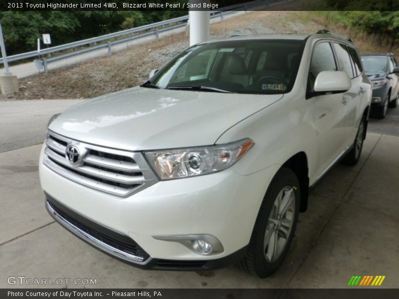Blizzard White Pearl / Sand Beige 2013 Toyota Highlander Limited 4WD