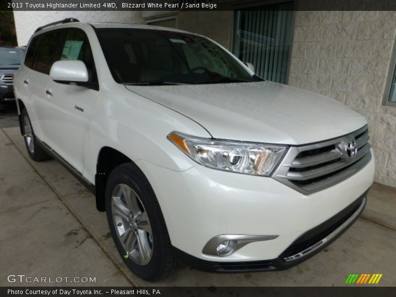 Blizzard White Pearl / Sand Beige 2013 Toyota Highlander Limited 4WD