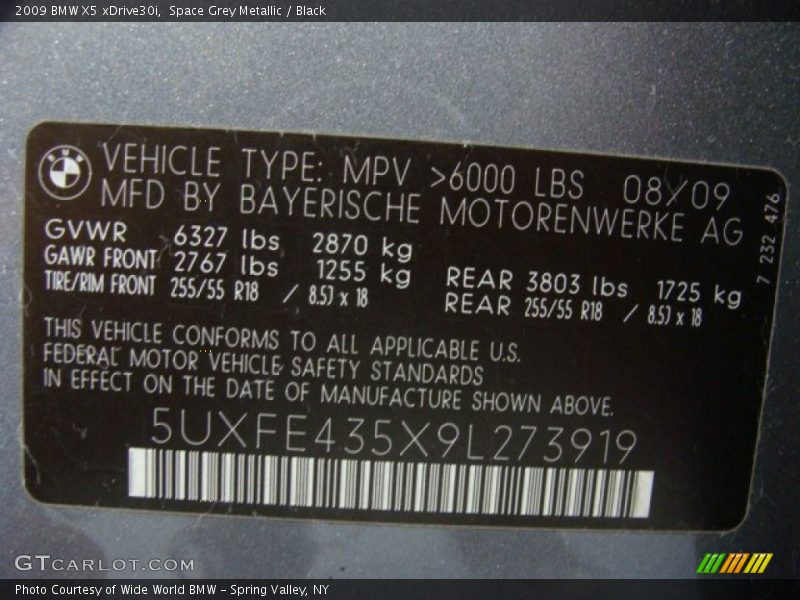 Space Grey Metallic / Black 2009 BMW X5 xDrive30i