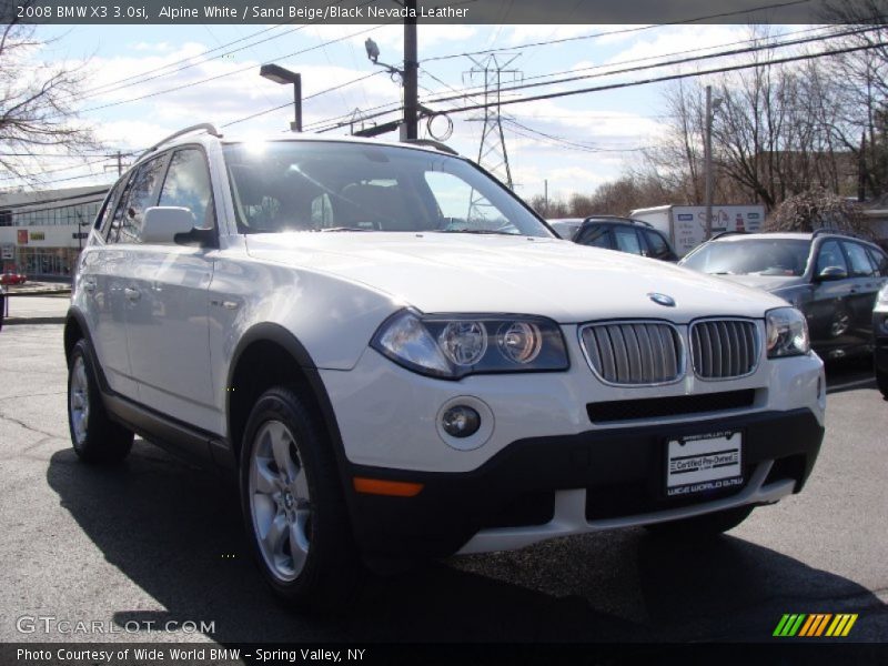 Alpine White / Sand Beige/Black Nevada Leather 2008 BMW X3 3.0si