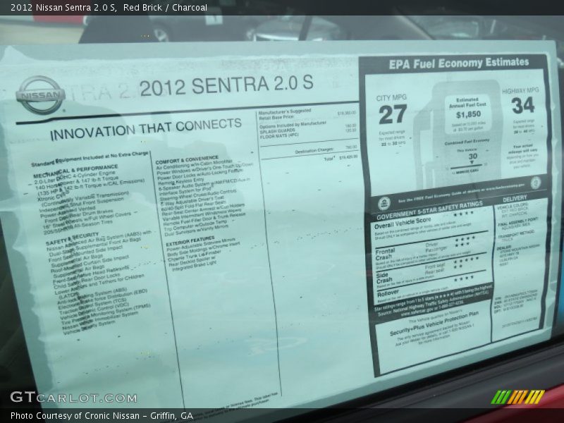 Red Brick / Charcoal 2012 Nissan Sentra 2.0 S