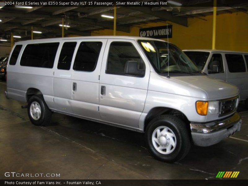 Silver Metallic / Medium Flint 2004 Ford E Series Van E350 Super Duty XLT 15 Passenger