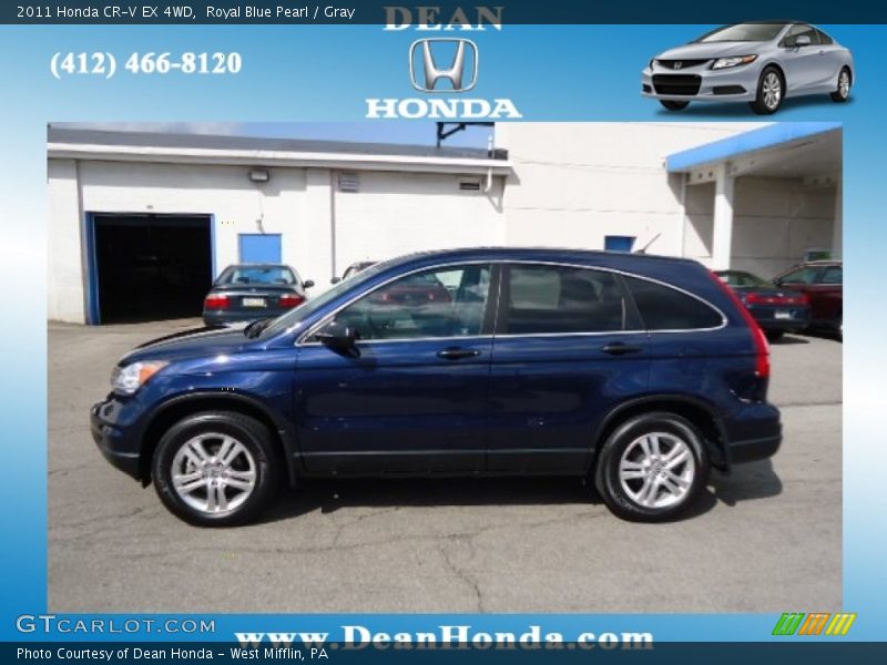Royal Blue Pearl / Gray 2011 Honda CR-V EX 4WD